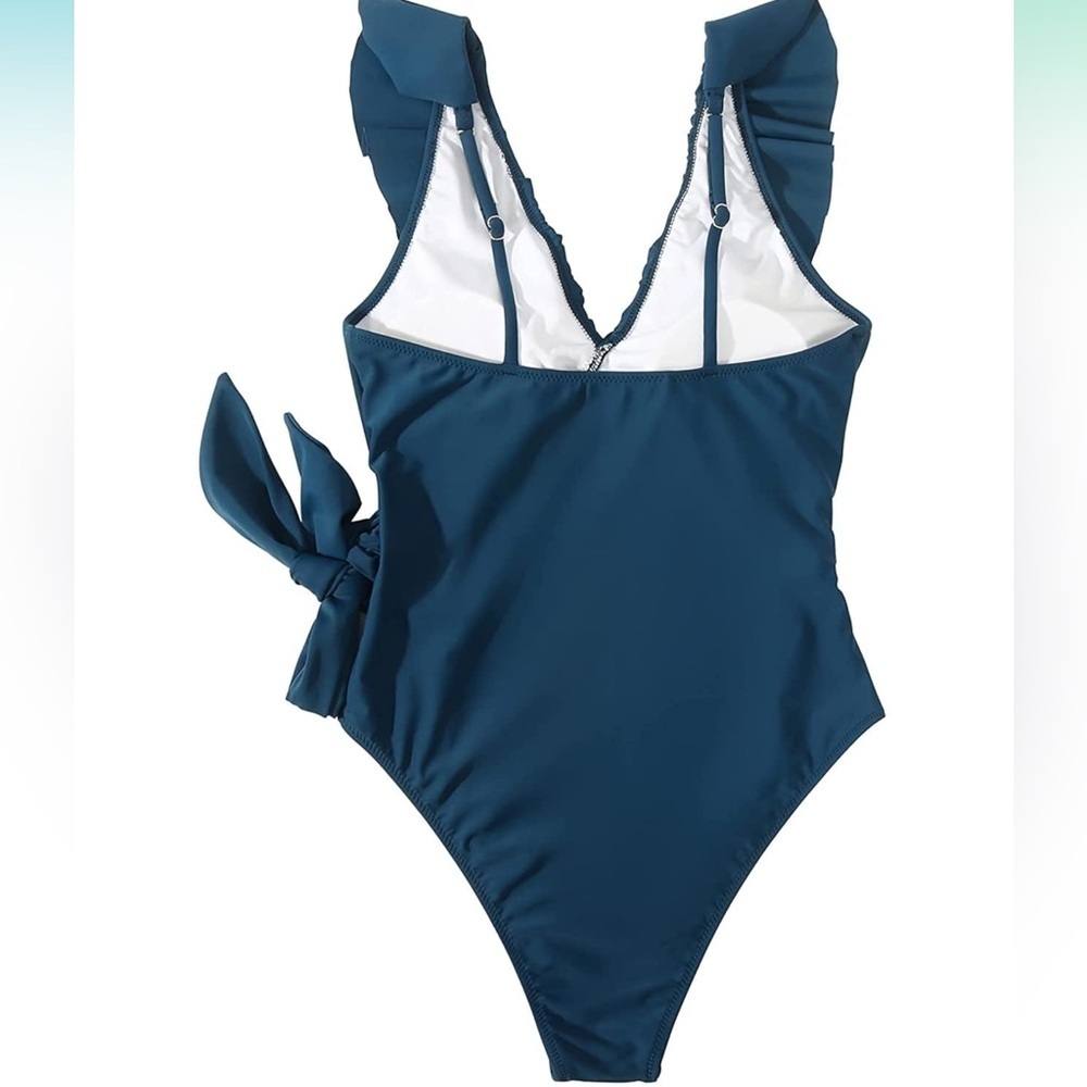 Women's Slimming One Piece Swimsuit Tummy Control Bathing Suit Ruffle Size S - Picture 3 of 7